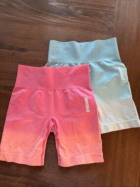 Gymshark Ombré Bike Shorts - Pink & Light Blue